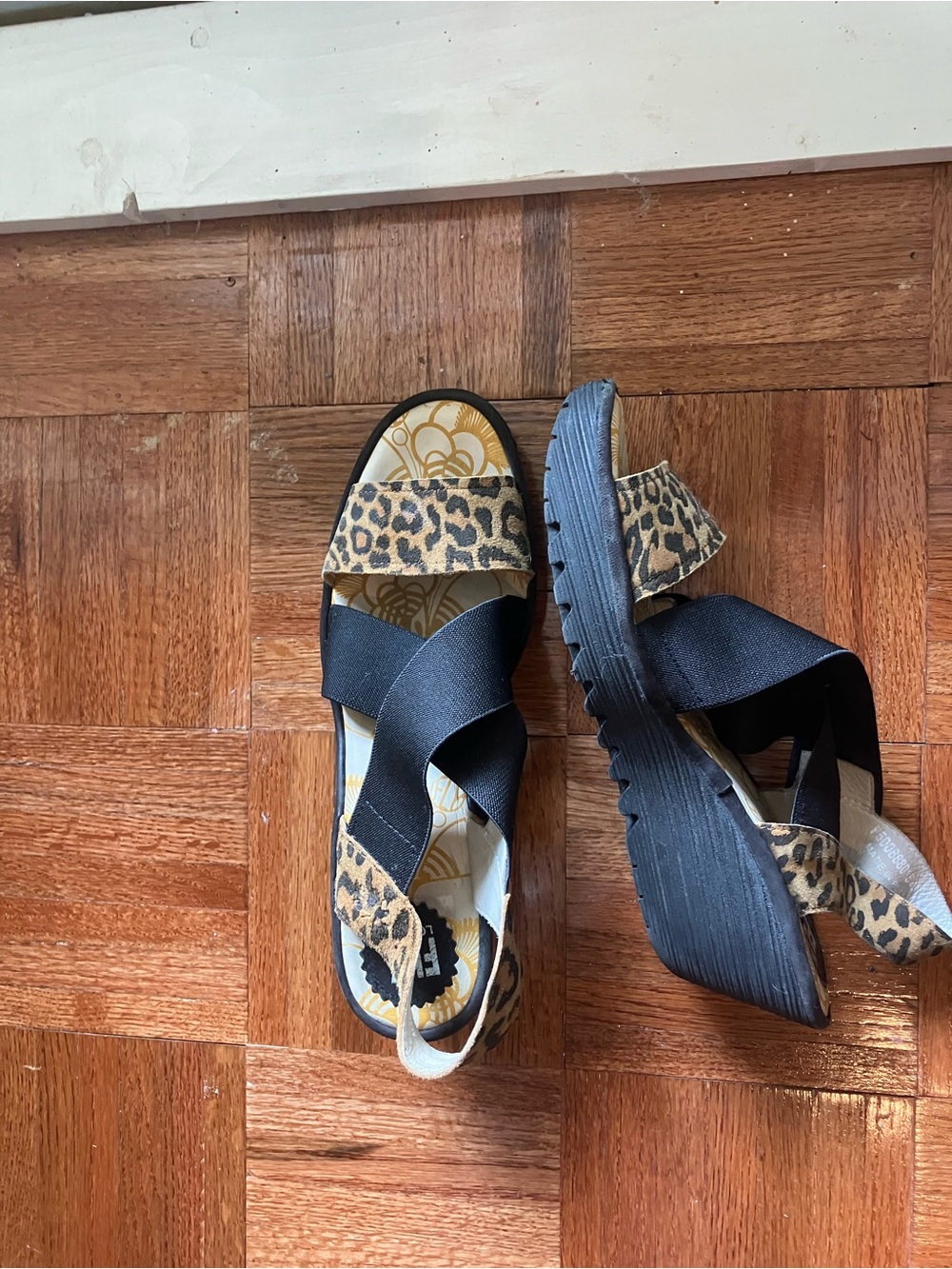 Zara Leopard Print and Black Platform Sandals
